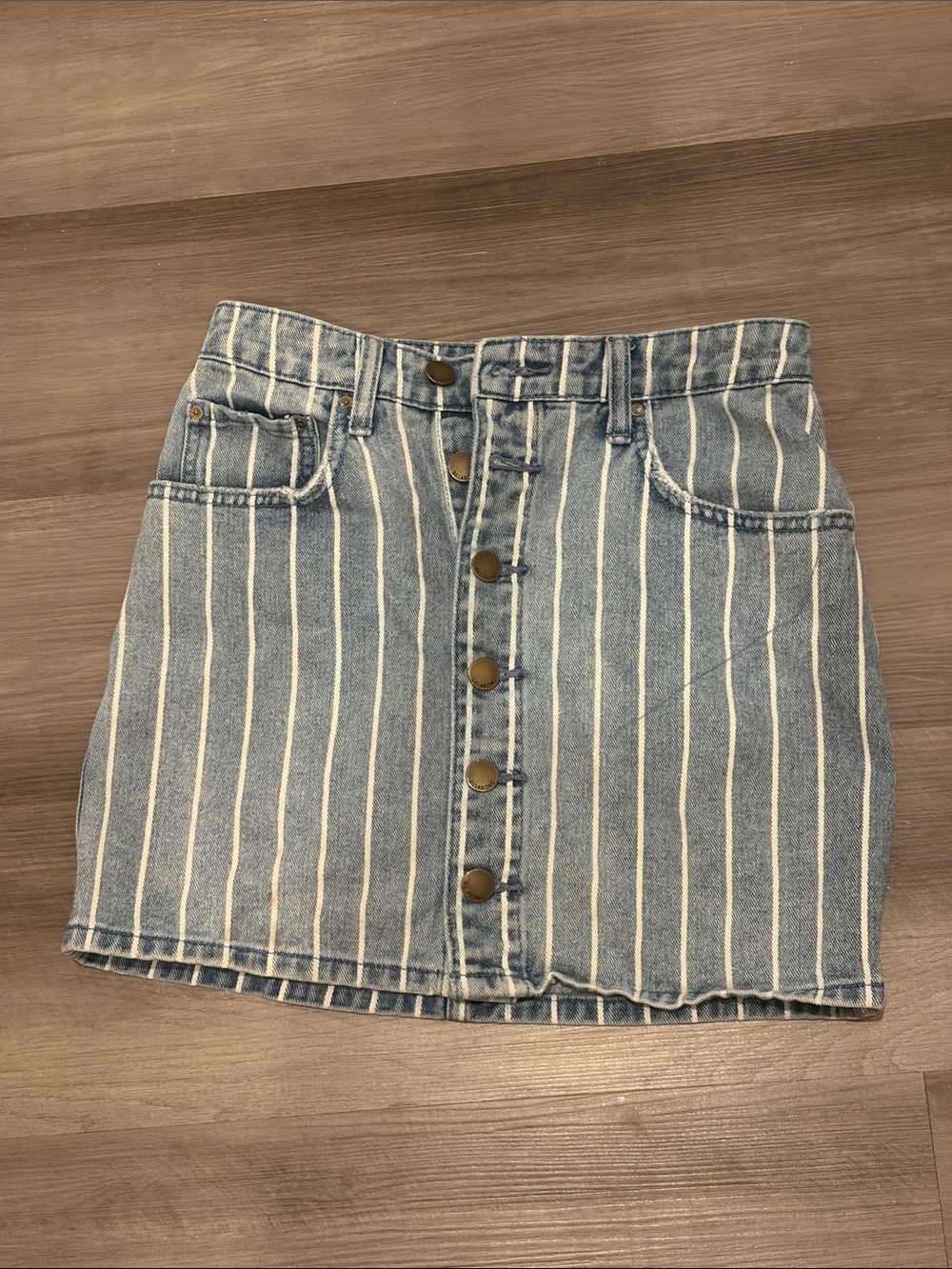 Billabong Good Life Denim Jean Striped Button Up Mini Skirt 25